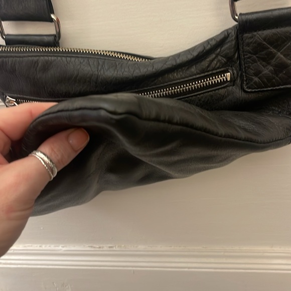 Margot Triple Zip Black Leather Slim Crossbody Messenger - Picture 12 of 12